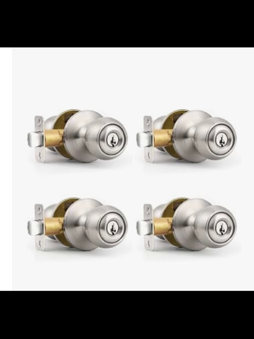 Satin Nickel Entry Door Knob Lockset - Pack of 4